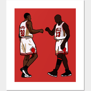 Michael Jordan And Scottie Pippen Throwback Chicago Bulls NBA Posters and Art